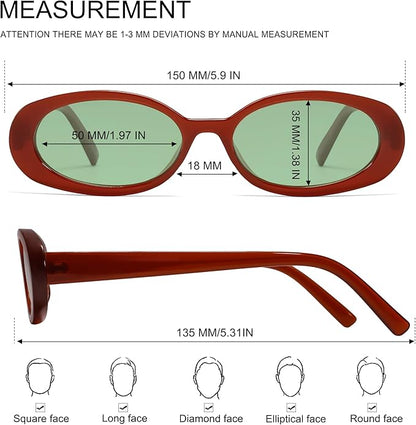 VANLINKER Polarized Retro Oval Sunglasses for Women and Men Small 90s Style VL9580