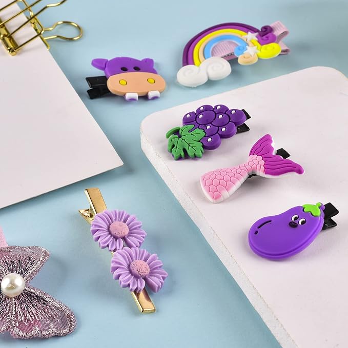 42 Pieces Baby Hair Clips, Hair Pin, Barrettes for Girls, Toddler Girls Hair Accessories, Kids Hair Clips for Styling, Flower Rainbow Candy Fruits Butterfly Hair Barrettes