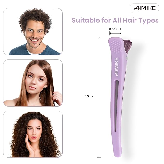 AIMIKE Hair Clips for Styling Sectioning, Anti-Slip No-Crease Duck Billed Hair Clips with Silicone Band, Colorful Hair Roller Clips, Salon and Self Hair Cutting Clips for Hairdresser, Women