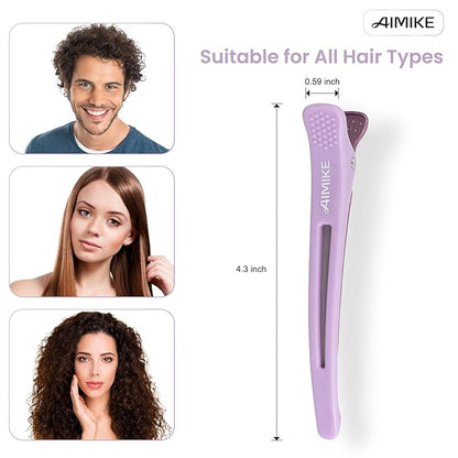 AIMIKE Hair Clips for Styling Sectioning, Anti-Slip No-Crease Duck Billed Hair Clips with Silicone Band, Colorful Hair Roller Clips, Salon and Self Hair Cutting Clips for Hairdresser, Women