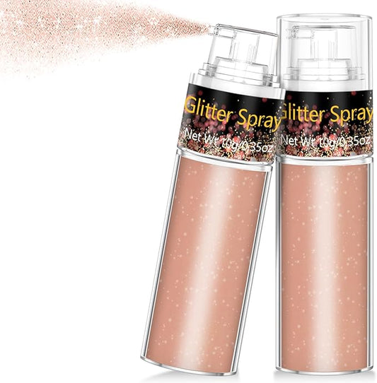 Hair and Body Glitter Spray, 1PC Champagne Glitter Hairspray Dry Powder Makeup for Clothes, Festival Rave Prom Loose Sparkle Powder,Holographic Ultra Fine Resin Glitters for Crafts,10g (Champagne)