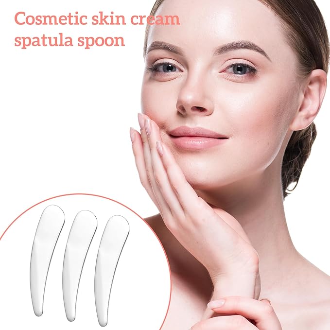 3pcs Mini Metal Makeup Spatula Set, Reusable Cosmetic Cream Spoons, Skincare Scoop Applicator for Mixing and Sampling Face Eye Cream, Silver Beauty Tools for Hygienic Application