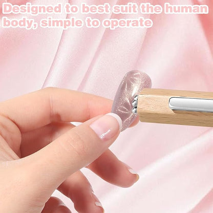 3 in 1 Wooden Handle Nail Magnet Cat Eye Magnet, Versatile Magnet Tool for Nails, Magnet for Cat Eye Gel Polish, Nail Magnets Suitable for Nail Art Magnet for Nail Polish Suitable for Nail Art