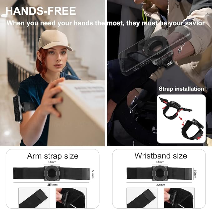 Magnetic Running Phone Holder for iPhone, extendable Anti Drop Rope 360 ° rotatable Magnetic arm with, Double arm Straps,Wristband, Phone Holder, for All Call Phone,iPhone/Sumsung