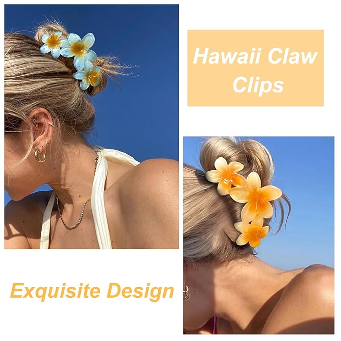 4PCS Cute Large Hair Clips for Thick Hair, Strong Hold Flower Beach Hair Accessories for Women and Girls (Colorful)