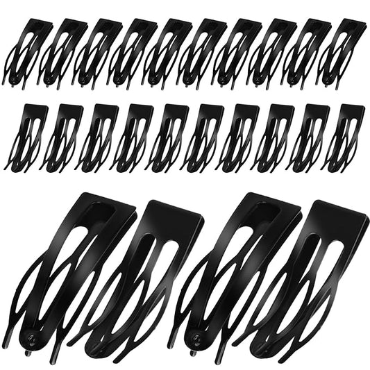 24Pcs Double Grip Hair Clips Metal Snap Hair Clips for Women Small Hair Barrettes Accessories for Women Making Salon(Black)