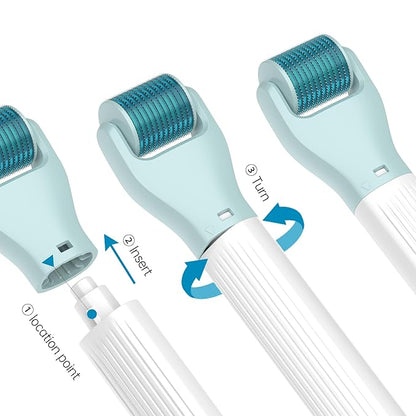 10 in 1 Derma Roller Kit, 0.25mm Microneedling Roller Microneedle Derma Roller with, Facial Beauty Roller Skin Care Tools, 10 Replaceable Heads and Storage Case