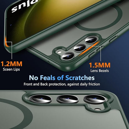OWKEY for Samsung Galaxy S23 Plus Case 6.6'', Magnetic S23 Plus Case Compatible with Magsafe, [Military Grade Shockproof] Translucent Back Slim Bumper Cover Phone Case Galaxy S23 Plus case, Green