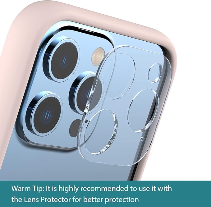 K Tomoto Compatible iPhone 13 Pro Max Case (6.7 Inch), Liquid Silicone Bumper [Shock-Absorb] [Raised Edge Protection] [Drop Protection] [Silky and Soft Touch], Sand Pink