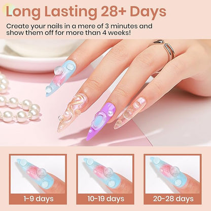 MIZHSE 3D Nail Gel, 2 Pcs Clear 3D Nail Art Sculpting Gel for Nail Art, No Wipe Molding for Nails Decoration Manicure Charms DIY at Home Manicure