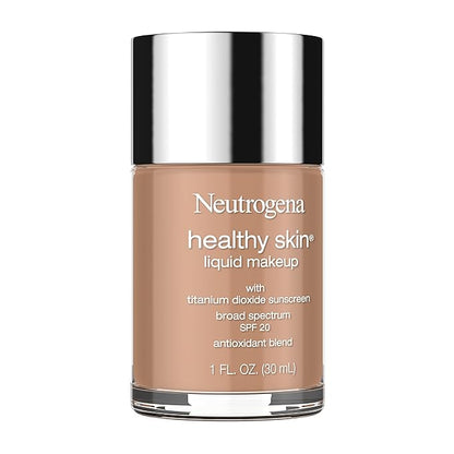 Neutrogena Healthy Skin Liquid Makeup Foundation with Broad Spectrum SPF 20 Sunscreen, Medium Coverage Foundation with Nourishing Pro-Vitamin B5, Chestnut 135, 1 fl. oz