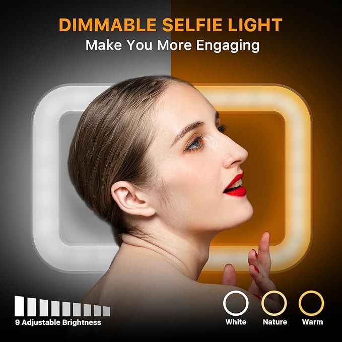 M MYBAT PRO 8" LED Selfie Light with Stand, Rectangular Light for Makeup/Live Stream, 54" Dimmable LED Light with Tripod, Phone Holder & Wireless Remote for Photography/YouTube/Video Recording
