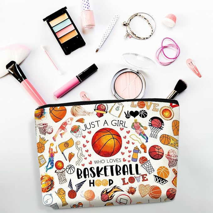 2pcs Basketball Gifts Cosmetic Bag Toiletry Bag Basketballs Makeup Bags for Women Birthday Graduation Gifts for Women Teens Girls Girlfriend Basketball Lover Fan