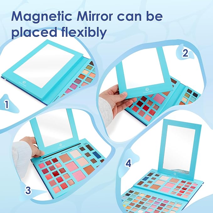 Color Nymph Multi-Colored Makeup Palettes丨Highly Pigmented 54 Colors Eyeshadow Palette with Matte Shimmer Finishes丨Cruelty Free Travel Size Makeup Pallet (Blue)