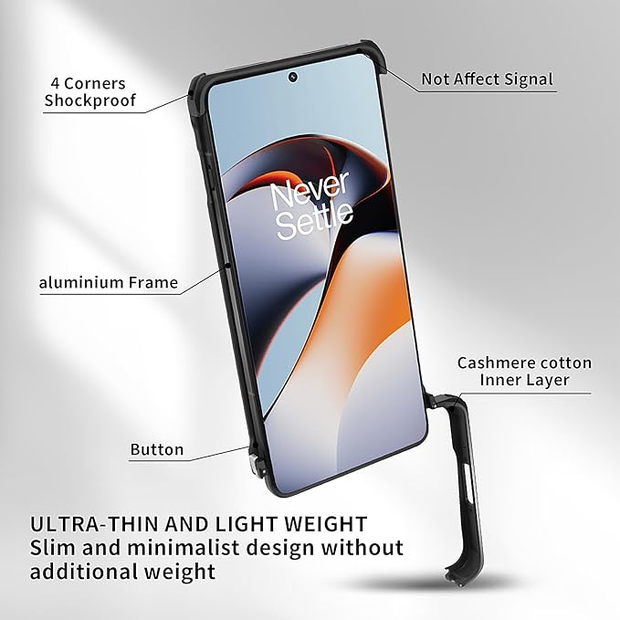 for Samsung Galaxy S25 Ultra Metal Bumper Case Frameless, Slim Fit No Back No Frame Backless Metal Bumper 4 Corners Shockproof Wireless Charging Compatible Heavy Duty (Black)