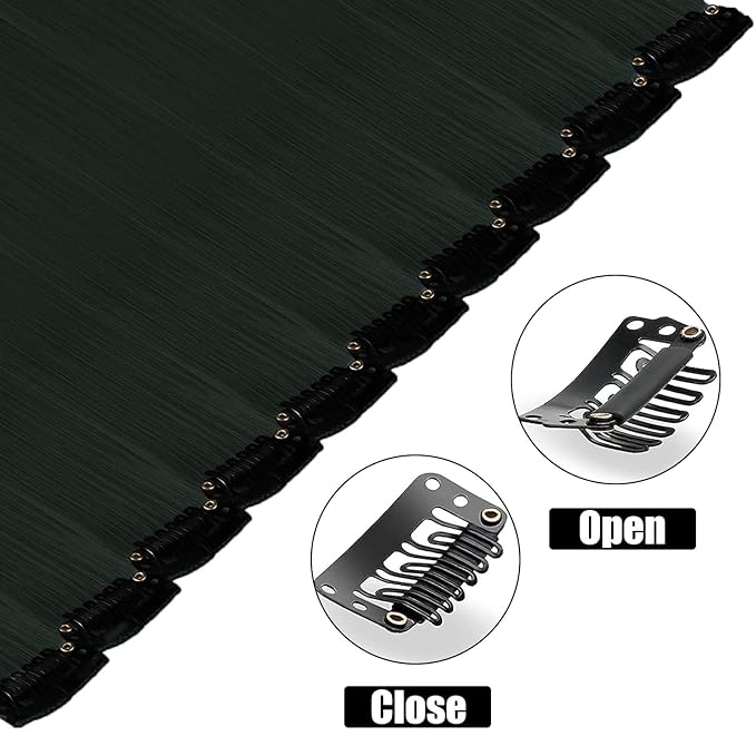 12 PCS Black Hair Extensions Clip in, 22 Inch Colored Hair Extensions Party Highlights Long Straight Synthetic Hairpieces for Women Kids Girls