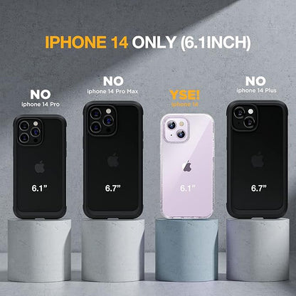 Miracase Glass Series Designed for iPhone 14 Case 6.1 inch, 2023 Upgrade Full-Body Clear Bumper Case with Built-in 9H Tempered Glass Screen Protector and Camera Lens Protector,Clear Glitter