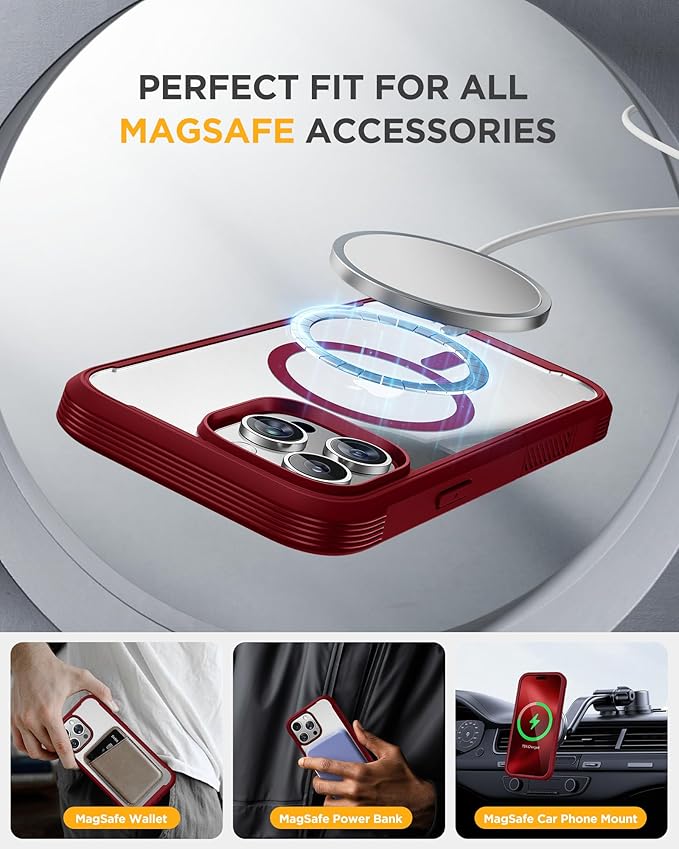 Miracase for iPhone 16 Pro Max Case 6.9'', [Bubble Free] Full-Body Bumper Phone case with Built-in Full Glass Screen &Lens Protector,Compatible with MagSafe,Drop Proof 16 Pro Max Cover,Plum
