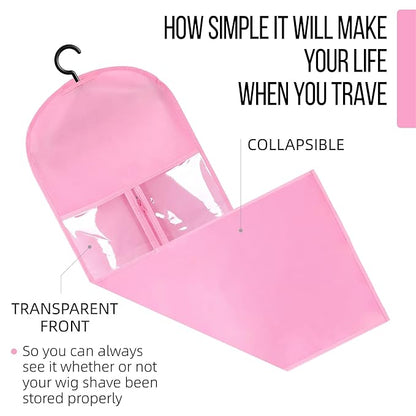 2PCS Wig Holder Wig Storage Portable Wig Bags Storage with Hanger Hair Extension Holder for Styling Wig Storage Bags Wig Organizer for Multiple Wigs Stand Hair Extensions, Wigs & Accessories (Pink)