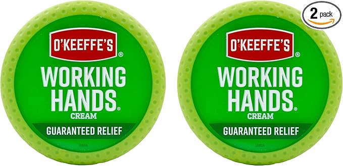 O'Keeffe's Working Hands Hand Cream for Extreme Dryness - 3.4 oz Jar (2 Pack) - Repairing Skincare for Cracked, Dry Hands