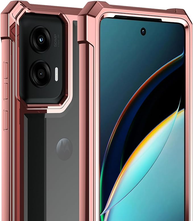Ailiber for Motorola G Stylus 5G 2024 Case with Screen Protector, Dual Layer Shockproof Bumper, Clear Transparent [Anti Yellowing], Scratch-Resistant Cover for Moto G Stylus 2024-Rose Gold
