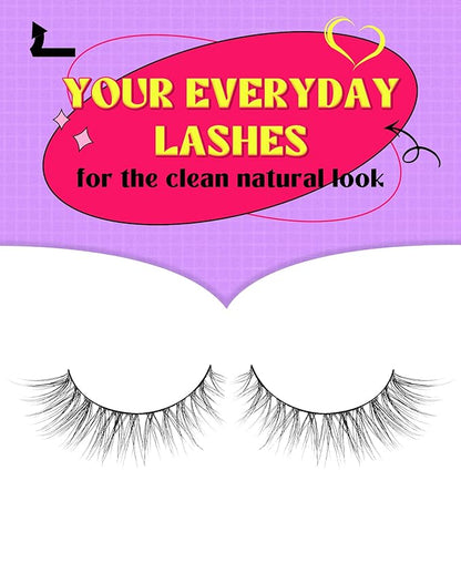 Onlyall Wispy Lashes - Natural Look False Eyelashes, Flared, Soft Fluffy, 7 Pairs D-K74