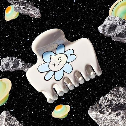 Kitsch Women's BT21 Recycled Plastic Puffy Medium Hair Clips, Medium Claw Clips for Thin Hair, Claw Hair Clips for Short Hair for Women