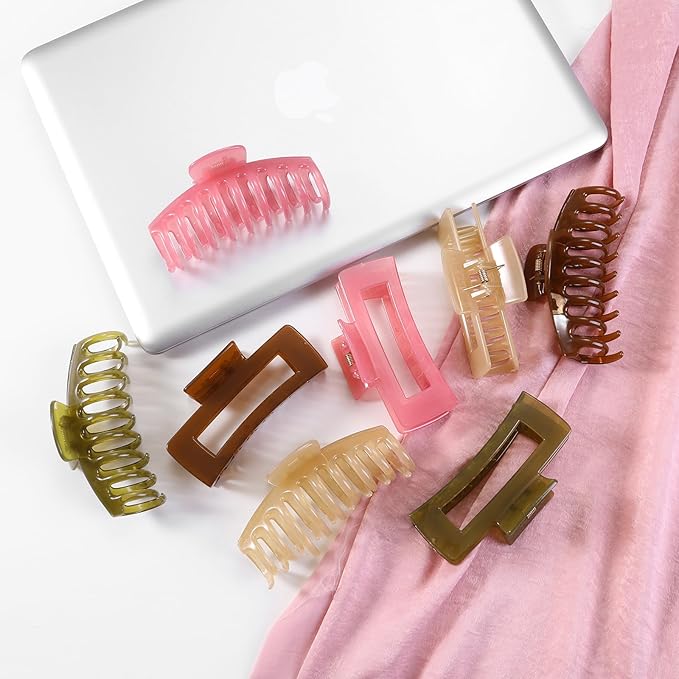 LuSeren 8 Pack Jelly Hair Clips for Women, 4.3 Inch Large Hair Claw Clips, Strong Hold, Non-Slip, Perfect Size for Thin, Thick or Curly Hair, Jelly Color, Includes Gift Box