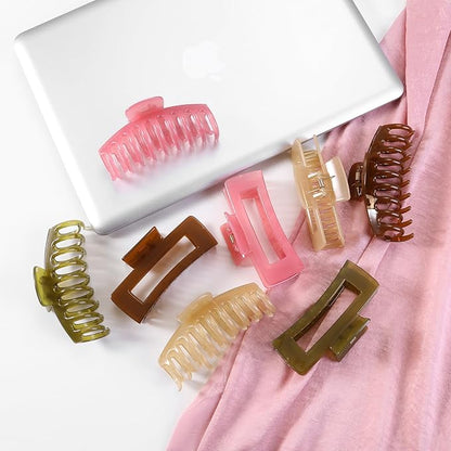 LuSeren 8 Pack Jelly Hair Clips for Women, 4.3 Inch Large Hair Claw Clips, Strong Hold, Non-Slip, Perfect Size for Thin, Thick or Curly Hair, Jelly Color, Includes Gift Box