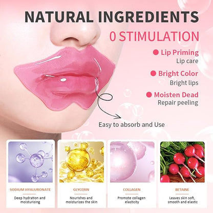 30 Pairs Lip Masks & 24K Gold Eye Masks, Crystal Collagen Eye Patches for Puffy Eyes, Moisturizing & Reduce Wrinkles, Lip Care & Under Eye Mask for Dark Circles and Puffiness