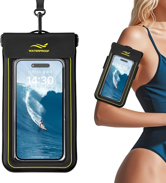 2-in-1 Waterproof Phone Pouch & Phone Armband Floating, Underwater Waterproof Phone Cases with Detachable Strap, Waterproof Bags Up to 6.7", Beach Vacation Essentials Water Park Essentials
