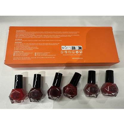 modelones Nail Polish Set, 6 Colors 2025 Summer Classic Apple Red Cat Eye Glitter Mini Quick Dry Nail Lacquer Kit, Ruby Cherry Red Magnetic Sparkle DIY Nail Art Manicure Gift for Women Girls
