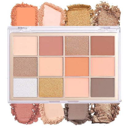 Nude Brown Maroon Bronze Eyeshadow Palette,Natural Neutral Soft Small Cream Eyeshadow Palette,Highly Pigmented Eye Shadow Palette Long Lasting Naturing-Looking Make Up Pallets for Women,Vegan