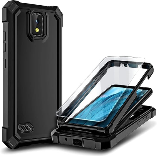 Designed for Hot Pepper Panca Phone Case with [Tempered Glass Screen Protector], Full-Body Protective Shockproof Rugged Bumper Cover Case (Black)