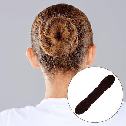 2pcs Hair Bun Maker for Women, Non-Slip Hair Bun Shaper Curler, Lazy Sponge Bun Updo Hair Styling Accessories for Long Thin Curly Straight Wavy Hair- Brown