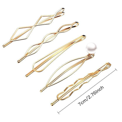 10 Pieces Geometric Metal Hair Clips and Barrettes for Women and Girls, Hair Styling Minimalist Wedding Dainty Accessories (Gold)