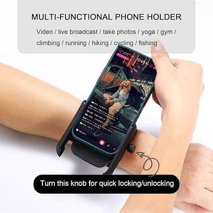 Wristband Phone Holder, 360° Rotation & Detachable Sports Armband Cell Phone Holder, Hands-Free Phone Accessories Holder for Selfies Videos Live Broadcast Hiking Biking Walking