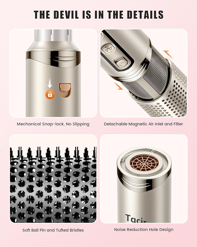 8-in-1 Professional Hot Air Styler&Hair Dryer Brush, Powerful Multi-Styler with Auto-Wrap Curler with Storage Case, Fast Drying Curling Straightening Volumizing Without Heat Damage