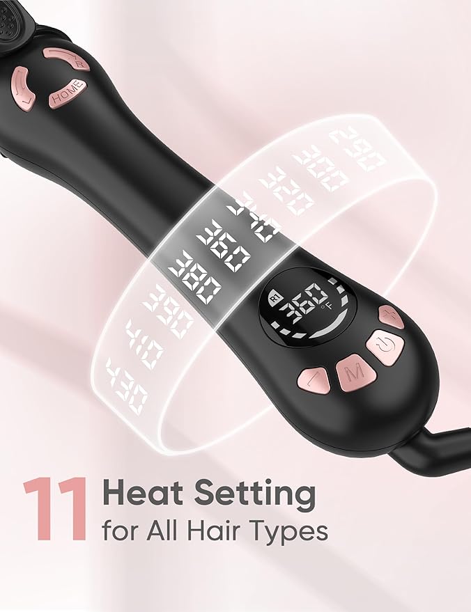 New Version Lanvier Rotating Curling Iron 1 Inch Automatic Curling Wand for Waves; Tourmaline Ceramic Self Curler with 2 Rotating Speed, 11 Adjustable Temperature & Dual Voltage for Worldwide Use