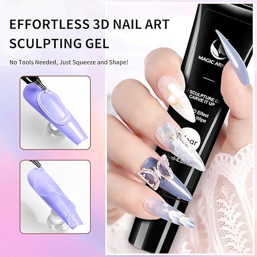15g 3D Nail Gel Sculpting Gel Nail Art Glue for Nail Art Designs DIY Nail Craving Molding Gel for 3D Gel Nail Art Polish Painting Drawing Gel Sculpture Gel Nail Decoration Manicure Clear