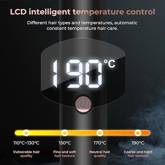 3 in 1 Thermal Round Brush Thermal Curling Brush, Negative Ion Curling, Straightening Volumizing Hair Tool Digital Temperature Display Interchangeable Heads for All Hair Types