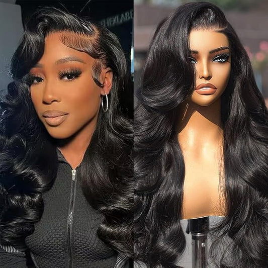 13x4 Body Wave Lace Front Wigs Human Hair Pre Plucked HD Lace Front Wigs Human Hair with Baby Hairline 200 Density Body Wave Full Frontal for Black Women Soft and Thick 20 Inch