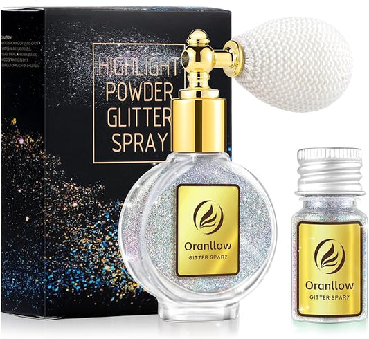 Silver Body Glitter Spray - Holographic Shimmer Spray Powder Sparkle for Hair and Body, Face, Clothes, Nail Art Crafts Design, Halloween and Easter Festival Makeup