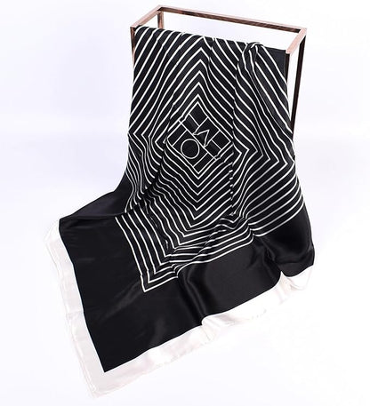 35 x 35 Women's Fashion Pattern Large Square Silk Like Hair Scarf Head Sleeping Wrap Satin Neck Bandana for Gift…