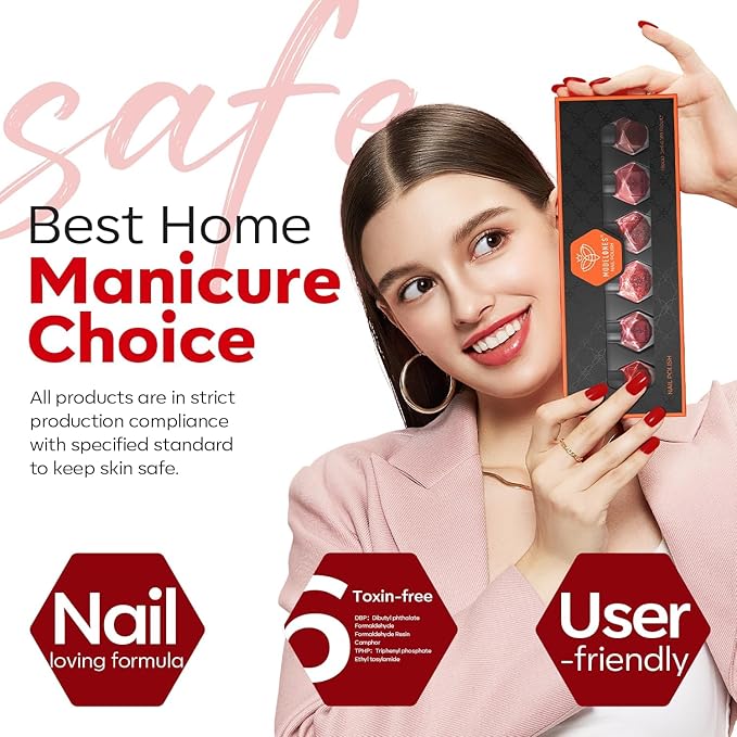 modelones Nail Polish Set, 6 Colors 2025 Summer Classic Apple Red Cat Eye Glitter Mini Quick Dry Nail Lacquer Kit, Ruby Cherry Red Magnetic Sparkle DIY Nail Art Manicure Gift for Women Girls
