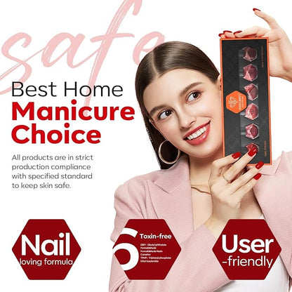 modelones Nail Polish Set, 6 Colors 2025 Summer Classic Apple Red Cat Eye Glitter Mini Quick Dry Nail Lacquer Kit, Ruby Cherry Red Magnetic Sparkle DIY Nail Art Manicure Gift for Women Girls