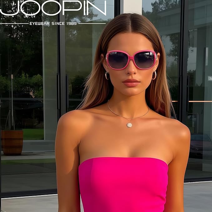 Joopin Big Womens Sunglasses Polarized Trendy Sun Glasses Large Rectangle UV Protection Rhinestone Sunnies