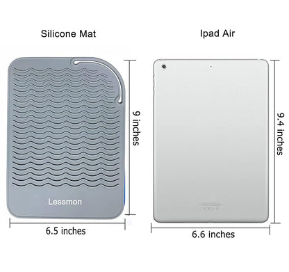 Heat Resistant Mat for Curling Irons, Hair Straightener, Flat Irons and Hair Styling Tools 9" x 6.5", Grey