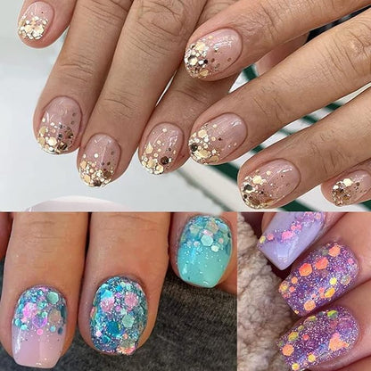 2 Boxes 24 Colors Chameleon Holographic Glitter Mermaid Nail Art Sequins 3D Flakes Laser Gradient Nail Glitter Design Shiny Glitters Powder Accessories for Women Manicure DIY Decorations