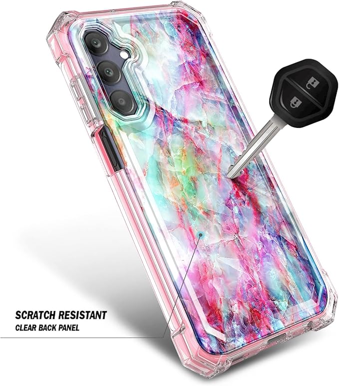 Designed for Samsung Galaxy A25 5G Case, Slim Stylish Full-Body Protective Shockproof Rugged Bumper Cover with Built-in Screen Protector (Marble Fantasy)